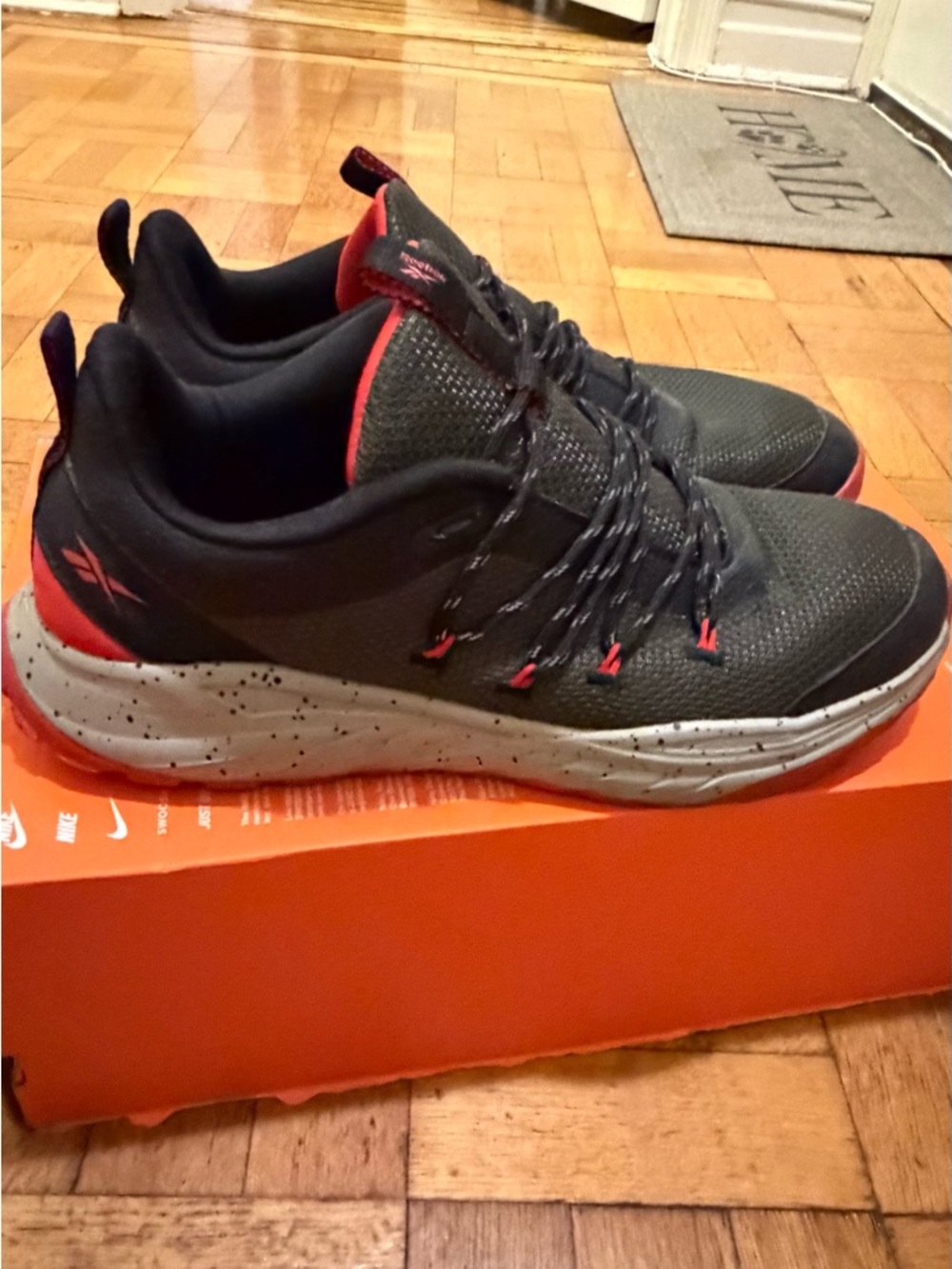 Reebok Men's Gray and Red Athletic Sneakers - Picture 2 of 2